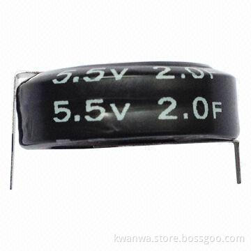 Super Capacitor, 5.5V DC Voltage, 2.0F Nominal Capacity, Measuring 20.2 x 7.0mm